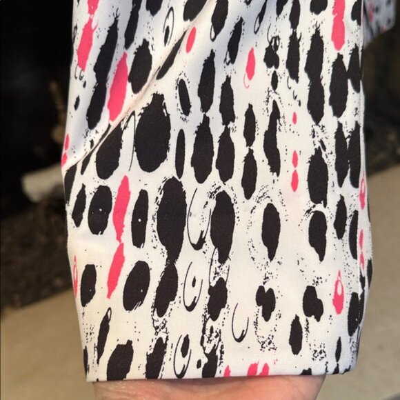 Kim Rogers Women's Black, White, and Pink Patterned Blazer Size 14 - Picture 3 of 4